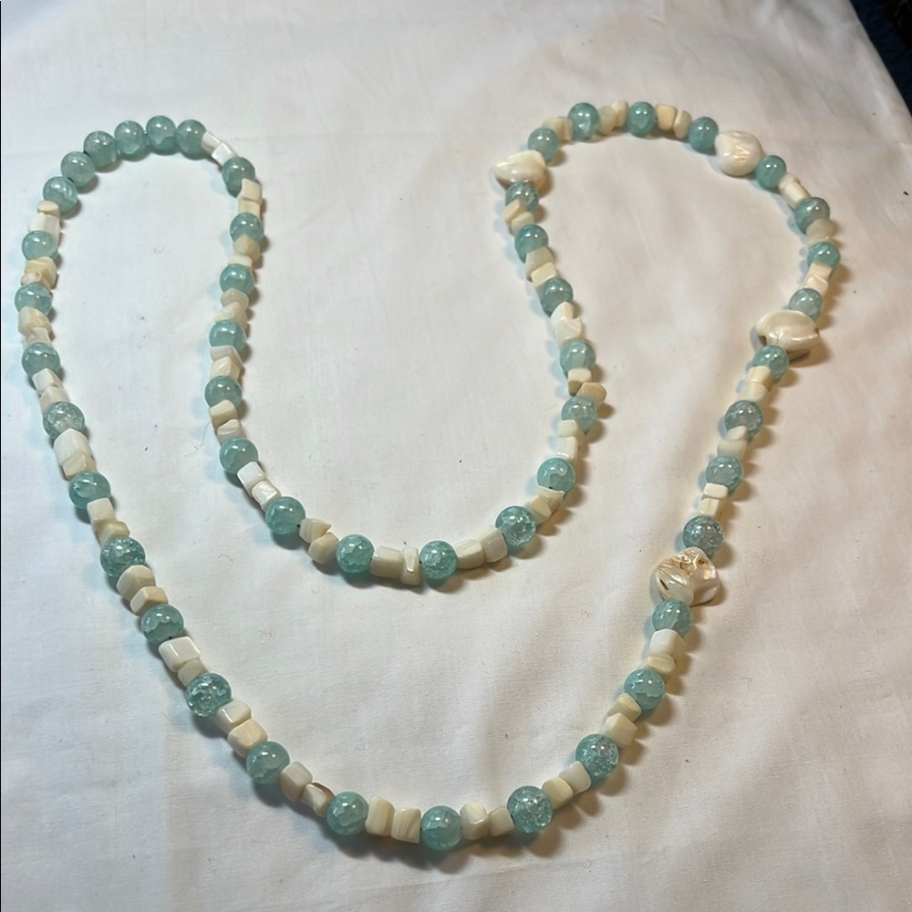 Elegant Blue and White Beaded Necklace